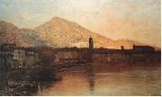 Bartolomeo Bezzi Sole cadente sul lago di Garda oil painting